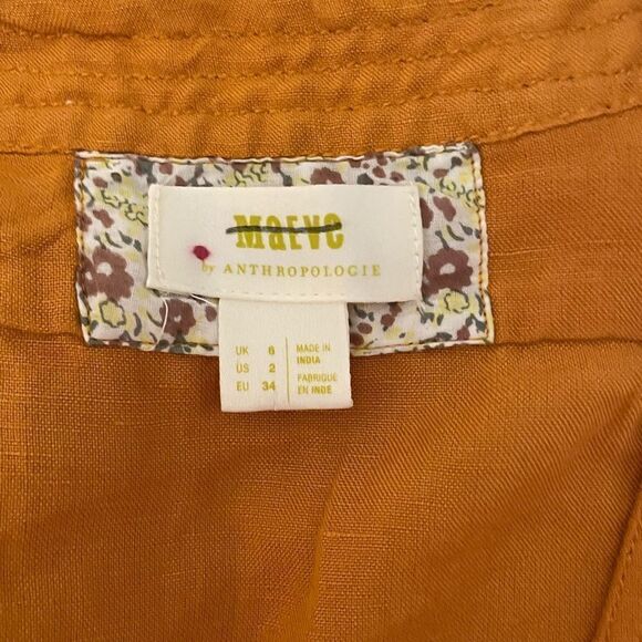 Anthropologie Luana Gold Mustard Tie Romper Size 2 NWOT. - Picture 7 of 9